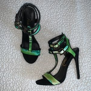 Privileged Tropical Print Open Toe Heel